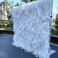 Load image into Gallery viewer, US Seller! The White Furry 3D Roll Up Flower Wall On Cloth Fabric Wedding Party Photo Backdrop Bridal Top Quality Quick Assemble N06