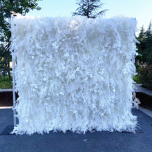 Load image into Gallery viewer, US Seller! The White Furry 3D Roll Up Flower Wall On Cloth Fabric Wedding Party Photo Backdrop Bridal Top Quality Quick Assemble N06