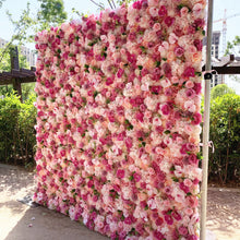 Load image into Gallery viewer, 3D Pink Wedding Flower Wall Backdrop, Roll-Up Fabric Floral Wall for Ceremony Photo Booth | 50% Return Refund Option