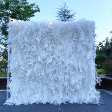 Load image into Gallery viewer, US Seller! The White Furry 3D Roll Up Flower Wall On Cloth Fabric Wedding Party Photo Backdrop Bridal Top Quality Quick Assemble N06