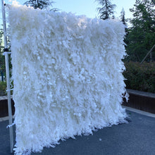 Load image into Gallery viewer, US Seller! The White Furry 3D Roll Up Flower Wall On Cloth Fabric Wedding Party Photo Backdrop Bridal Top Quality Quick Assemble N06