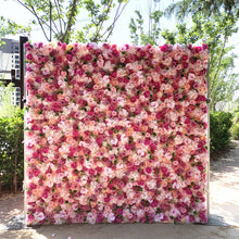 Load image into Gallery viewer, 3D Pink Wedding Flower Wall Backdrop, Roll-Up Fabric Floral Wall for Ceremony Photo Booth | 50% Return Refund Option