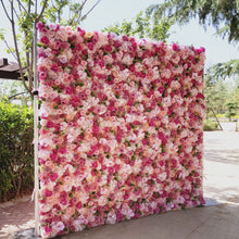 Load image into Gallery viewer, 3D Pink Wedding Flower Wall Backdrop, Roll-Up Fabric Floral Wall for Ceremony Photo Booth | 50% Return Refund Option