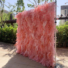 Load image into Gallery viewer, Pink Furry 3D Roll-Up Flower Wall Backdrop N8807