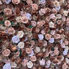 Load image into Gallery viewer, Coffee Brown Flower Wall Backdrop, Roll Up Fabric Wedding Decor | Optional 50% Return Refund Program