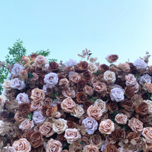 Load image into Gallery viewer, Coffee Brown Flower Wall Backdrop, Roll Up Fabric Wedding Decor | Optional 50% Return Refund Program