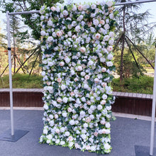 Load image into Gallery viewer, Wedding Flower Wall Backdrop, Roll Up Fabric Floral Wall for Ceremony Photo Booth | 50% Return Refund Option