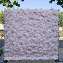 Load image into Gallery viewer, Pink White 3D Wedding Flower Wall Backdrop, Roll Up Floral Wall for Ceremony Photo Booth | 50% Return Refund Option