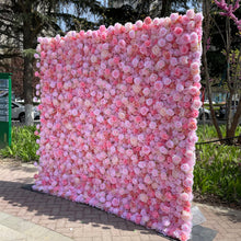 Load image into Gallery viewer, 3D Wedding Flower Wall Panel Backdrop, Roll Up Fabric Floral Wall for Ceremony Photo Booth | 50% Return Refund Option