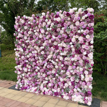 Load image into Gallery viewer, Lilac Wedding Flower Wall Backdrop, Roll-Up Floral Wall Fabric for Ceremony Photo Booth | 50% Return Refund Option N8822