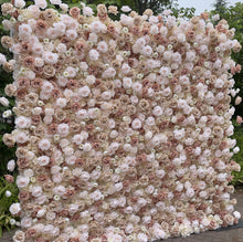 Load image into Gallery viewer, Light Brown Rose Wedding Flower Wall Backdrop, Roll Up Floral Wall for Ceremony Photo Booth | 50% Return Refund Option