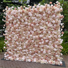 Load image into Gallery viewer, Light Brown Rose Wedding Flower Wall Backdrop, Roll Up Floral Wall for Ceremony Photo Booth | 50% Return Refund Option