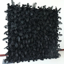 Load image into Gallery viewer, Real Black Ostrich Feather Roses Roll-Up Flower Wall Backdrop 17
