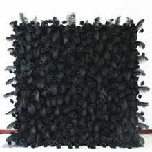 Load image into Gallery viewer, Real Black Ostrich Feather Roses Roll-Up Flower Wall Backdrop 17