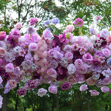 Load image into Gallery viewer, Purple Rose Fabric Flower Arch 8x8 ft, Artificial Ceremony Flowers, Wedding Reception Party Stage Decor US Seller | 50% Return Refund Option
