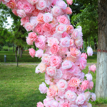 Load image into Gallery viewer, Pink Rose Foam Base Flower Arch 8x8 ft, Artificial Wedding Ceremony Flower Row, Floral Table Runner US Seller | 50% Return Refund Option