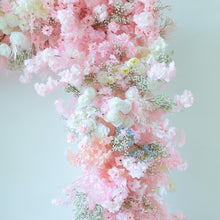 Load image into Gallery viewer, 8x8 ft Elegant Wedding Arch Flower Arrangement on Fabric Ceremony Flowers | Reception Party Decor | Optional 50% Return Refund Program