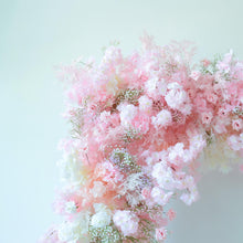 Load image into Gallery viewer, 8x8 ft Elegant Wedding Arch Flower Arrangement on Fabric Ceremony Flowers | Reception Party Decor | Optional 50% Return Refund Program