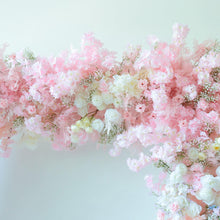 Load image into Gallery viewer, 8x8 ft Elegant Wedding Arch Flower Arrangement on Fabric Ceremony Flowers | Reception Party Decor | Optional 50% Return Refund Program