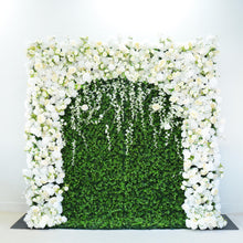 Load image into Gallery viewer, 3D Flower Wall Backdrop: Heaven’s Gate Bridal Shower Roll Up Floral Wall Photo Booth (8x8 FT) | 50% Return Refund Option N8839