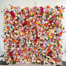 Load image into Gallery viewer, Summer Fiesta Flower Wall Backdrop, Wedding Photo Booth Fabric | 50% Return Refund Option