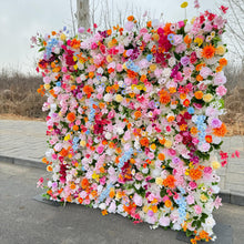 Load image into Gallery viewer, Summer Fiesta Flower Wall Backdrop, Wedding Photo Booth Fabric | 50% Return Refund Option