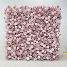 Load image into Gallery viewer, Lilac Rose Roll Up Flower Wall Backdrop, Cloth Fabric Wedding Decor | 50% Return Refund Option