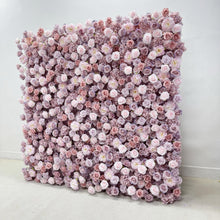 Load image into Gallery viewer, Lilac Rose Roll Up Flower Wall Backdrop, Cloth Fabric Wedding Decor | 50% Return Refund Option