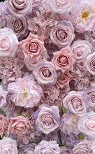 Load image into Gallery viewer, Lilac Rose Roll Up Flower Wall Backdrop, Cloth Fabric Wedding Decor | 50% Return Refund Option