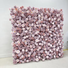 Load image into Gallery viewer, Lilac Rose Roll Up Flower Wall Backdrop, Cloth Fabric Wedding Decor | 50% Return Refund Option