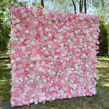 Load image into Gallery viewer, 3D Pink Rose Flower Wall Backdrop Roll Up Fabric Wedding Decor | Optional 50% Return Refund Program
