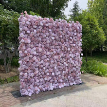Load image into Gallery viewer, Lilac Rose Roll Up Flower Wall Backdrop, Cloth Fabric Wedding Decor | 50% Return Refund Option