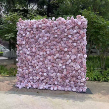 Load image into Gallery viewer, Lilac Rose Roll Up Flower Wall Backdrop, Cloth Fabric Wedding Decor | 50% Return Refund Option