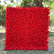 Load image into Gallery viewer, Red Rose Wedding Flower Wall Backdrop, Roll-Up Floral Wall Cloth for Ceremony Photo Booth | 50% Return Refund Option