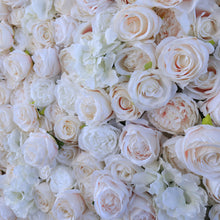 Load image into Gallery viewer, Ivory Blush Flower Wall Panel, 3D Silk Floral Backdrop (16x24 inches)