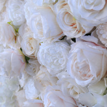 Load image into Gallery viewer, Ivory Blush Flower Wall Panel, 3D Silk Floral Backdrop (16x24 inches)
