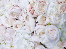 Load image into Gallery viewer, Ivory Blush Flower Wall Panel, 3D Silk Floral Backdrop (16x24 inches)