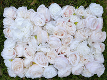 Load image into Gallery viewer, Ivory Blush Flower Wall Panel, 3D Silk Floral Backdrop (16x24 inches)