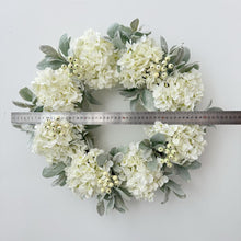 Load image into Gallery viewer, Floor Sample | Faux Hydrangea Front Door Wreath, Elegant Floral Home Decor
