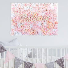 Load image into Gallery viewer, Handmade Flower Wall Decor with Name Sign - Baby Girl Nursery Art (28"x40")