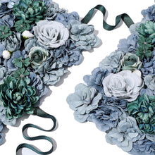 Load image into Gallery viewer, Dusty Blue Floral Wall Panel, 3D Silk Flower Backdrop, Event Decor