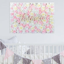 Load image into Gallery viewer, Handmade Framed Faux Floral Nursery Wall Art, Name Sign