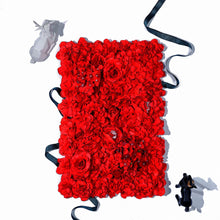 Load image into Gallery viewer, Scarlet Red Rose 3D Flower Wall Panel Artificial Floral Backdrop for Wedding and Party