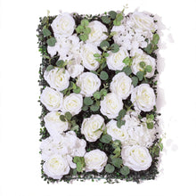 Load image into Gallery viewer, Ivory White Rose Flower Wall Panel - Eucalyptus Greenery Backdrop