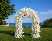 Load image into Gallery viewer, Ocean Pearl Wedding Arch Flower Arrangement Artificial Ceremony Flowers | Reception Party Decor | Optional 50% Return Refund Program