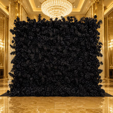 Load image into Gallery viewer, 5D Black Ostrich Feather Rose Flower Wall Backdrop, Wedding Party Decor | 50% Return Refund Option N8817