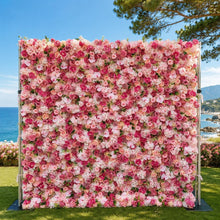 Load image into Gallery viewer, 3D Pink Wedding Flower Wall Backdrop, Roll-Up Fabric Floral Wall for Ceremony Photo Booth | 50% Return Refund Option