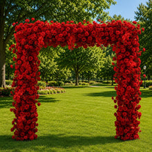 Load image into Gallery viewer, Red Rose Flower Fabric Arch 8x8 ft, Artificial Ceremony Flowers, Wedding Reception Decor, US Seller | 50% Return Refund Option