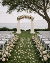Load image into Gallery viewer, Made to Order Wedding Arch Flowers, Aisle Decor Chiffon Draping, Ceremony Backdrop | Midsummer Vow Collection