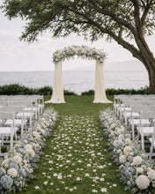 Load image into Gallery viewer, Made to Order Wedding Arch Flowers, Aisle Decor Chiffon Draping, Ceremony Backdrop | Midsummer Vow Collection